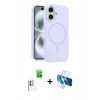 MARSİLYAN™- iPhone 16 Plus Kılıf Yankı Form Serisi - Siyah 3D Antistatik Cam Ekran Koruyucu + Raze Metal Kamera Lens - BZ