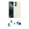 MARSİLYAN™- iPhone 16 Plus Kılıf Yankı Form Serisi - Siyah 3D Antistatik Cam Ekran Koruyucu + Raze Metal Kamera Lens - LT