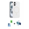 MARSİLYAN™- iPhone 16 Plus Kılıf Yankı Form Serisi - Siyah 3D Antistatik Cam Ekran Koruyucu + Raze Metal Kamera Lens - LT