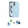 MARSİLYAN™- iPhone 16 Plus Kılıf Yankı Form Serisi - Siyah 3D Antistatik Cam Ekran Koruyucu + Raze Metal Kamera Lens - LT