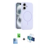 MARSİLYAN™- iPhone 16 Plus Kılıf Yankı Form Serisi - Siyah 3D Antistatik Cam Ekran Koruyucu + Raze Metal Kamera Lens - LT