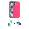 MARSİLYAN™- iPhone 16 Plus Kılıf Yankı Form Serisi - Siyah 3D Antistatik Cam Ekran Koruyucu + Raze Metal Kamera Lens - LT