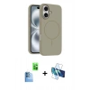 MARSİLYAN™- iPhone 16 Plus Kılıf Yankı Form Serisi - Siyah 3D Antistatik Cam Ekran Koruyucu + Raze Metal Kamera Lens - LT