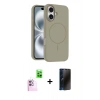 MARSİLYAN™- iPhone 16 Plus Kılıf Yankı Form Serisi - Siyah 3D Antistatik Hayalet Cam Ekran Koruyucu + Raze Metal Kamera Lens - PE