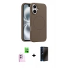 MARSİLYAN™- iPhone 16 Plus Kılıf Yankı Form Serisi - Siyah 3D Antistatik Hayalet Cam Ekran Koruyucu + Raze Metal Kamera Lens - PE