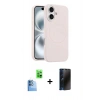 MARSİLYAN™- iPhone 16 Plus Kılıf Yankı Form Serisi - Siyah 3D Antistatik Hayalet Cam Ekran Koruyucu + Raze Metal Kamera Lens - LT