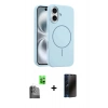 MARSİLYAN™- iPhone 16 Plus Kılıf Yankı Form Serisi - Siyah 3D Antistatik Hayalet Cam Ekran Koruyucu + Siyah Raze Metal Kamera Lens