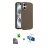 MARSİLYAN™- iPhone 16 Plus Kılıf Yankı Form Serisi - Siyah 3D Antistatik Seramik Nano Ekran Koruyucu + Raze Metal Kamera Lens - SH