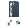 MARSİLYAN™- iPhone 16 Plus Kılıf Yankı Form Serisi - Siyah 3D Antistatik Seramik Nano Ekran Koruyucu + Raze Metal Kamera Lens - SH