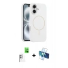 MARSİLYAN™- iPhone 16 Plus Kılıf Yankı Form Serisi - Siyah 3D Antistatik Seramik Nano Ekran Koruyucu + Raze Metal Kamera Lens - BZ