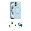 MARSİLYAN™- iPhone 16 Plus Kılıf Yankı Form Serisi - Siyah 3D Antistatik Seramik Nano Ekran Koruyucu + Raze Metal Kamera Lens - BZ