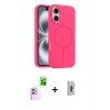 MARSİLYAN™- iPhone 16 Plus Kılıf Yankı Form Serisi - Siyah Bilvis 3D Cam Ekran Koruyucu + Raze Metal Kamera Lens - PE