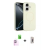 MARSİLYAN™- iPhone 16 Plus Kılıf Yankı Form Serisi - Siyah Bilvis 3D Cam Ekran Koruyucu + Raze Metal Kamera Lens - PE