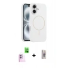MARSİLYAN™- iPhone 16 Plus Kılıf Yankı Form Serisi - Siyah Bilvis 3D Cam Ekran Koruyucu + Raze Metal Kamera Lens - PE