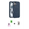 MARSİLYAN™- iPhone 16 Plus Kılıf Yankı Form Serisi - Siyah Bilvis 3D Cam Ekran Koruyucu + Raze Metal Kamera Lens - PE