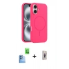 MARSİLYAN™- iPhone 16 Plus Kılıf Yankı Form Serisi - Siyah Bilvis 3D Cam Ekran Koruyucu + Raze Metal Kamera Lens - LT
