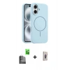 MARSİLYAN™- iPhone 16 Plus Kılıf Yankı Form Serisi - Siyah Bilvis 3D Cam Ekran Koruyucu + Raze Metal Kamera Lens - SH