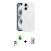 MARSİLYAN™- iPhone 16 Plus Kılıf Yankı Form Serisi - Siyah Bilvis 3D Cam Ekran Koruyucu + Raze Metal Kamera Lens - BZ