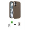 MARSİLYAN™- iPhone 16 Plus Kılıf Yankı Form Serisi - Siyah Bilvis 3D Cam Ekran Koruyucu + Raze Metal Kamera Lens - BZ