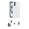 MARSİLYAN™- iPhone 16 Plus Kılıf Yankı Form Serisi - Siyah Bilvis 3D Cam Ekran Koruyucu + Raze Metal Kamera Lens - SH