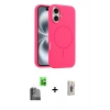 MARSİLYAN™- iPhone 16 Plus Kılıf Yankı Form Serisi - Siyah Bilvis 3D Cam Ekran Koruyucu + Raze Metal Kamera Lens - SH