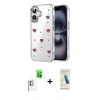 MARSİLYAN™- iPhone 16 Plus Kılıf Yörünge Form - Şeffaf Pasifik Cam Ekran Koruyucu + Raze Metal Kamera Lens - BZ