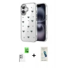MARSİLYAN™- iPhone 16 Plus Kılıf Yörünge Form - Şeffaf Pasifik Cam Ekran Koruyucu + Raze Metal Kamera Lens - BZ