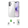 MARSİLYAN™- iPhone 16 Plus Kılıf Yörünge Form - Şeffaf Pasifik Cam Ekran Koruyucu + Raze Metal Kamera Lens - BZ