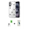 MARSİLYAN™- iPhone 16 Plus Kılıf Yörünge Form - Şeffaf Pasifik Cam Ekran Koruyucu + Raze Metal Kamera Lens - BZ