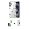 MARSİLYAN™- iPhone 16 Plus Kılıf Yörünge Form - Şeffaf Pasifik Cam Ekran Koruyucu + Raze Metal Kamera Lens - SH