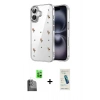 MARSİLYAN™- iPhone 16 Plus Kılıf Yörünge Form - Şeffaf Pasifik Cam Ekran Koruyucu + Raze Metal Kamera Lens - SH
