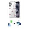 MARSİLYAN™- iPhone 16 Plus Kılıf Yörünge Form - Siyah 3D Antistatik Seramik Nano Ekran Koruyucu + Raze Metal Kamera Lens - LT