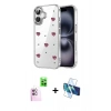MARSİLYAN™- iPhone 16 Plus Kılıf Yörünge Form - Siyah 3D Antistatik Seramik Nano Ekran Koruyucu + Raze Metal Kamera Lens - PE