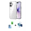 MARSİLYAN™- iPhone 16 Plus Kılıf Yörünge Form - Siyah 3D Antistatik Seramik Nano Ekran Koruyucu + Raze Metal Kamera Lens - LT