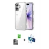 MARSİLYAN™- iPhone 16 Plus Kılıf Yörünge Form - Siyah 3D Antistatik Seramik Nano Ekran Koruyucu + Raze Metal Kamera Lens - SH