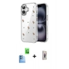 MARSİLYAN™- iPhone 16 Plus Kılıf Yörünge Form - Siyah Bilvis 3D Cam Ekran Koruyucu + Raze Metal Kamera Lens - LT