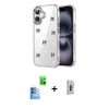 MARSİLYAN™- iPhone 16 Plus Kılıf Yörünge Form - Siyah Bilvis 3D Cam Ekran Koruyucu + Raze Metal Kamera Lens - LT