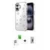 MARSİLYAN™- iPhone 16 Plus Kılıf Yörünge Form - Siyah Bilvis 3D Cam Ekran Koruyucu + Raze Metal Kamera Lens - BZ
