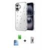 MARSİLYAN™- iPhone 16 Plus Kılıf Yörünge Form - Siyah Bilvis 3D Cam Ekran Koruyucu + Raze Metal Kamera Lens - LT