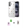 MARSİLYAN™- iPhone 16 Plus Kılıf Yörünge Form - Siyah Bilvis 3D Cam Ekran Koruyucu + Raze Metal Kamera Lens - PE
