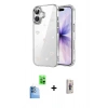 MARSİLYAN™- iPhone 16 Plus Kılıf Yörünge Form - Siyah Bilvis 3D Cam Ekran Koruyucu + Raze Metal Kamera Lens - LT