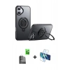 MARSİLYAN™- iPhone 16 Plus Kılıf Zirve Çizgi Prime - Siyah 3D Antistatik Cam Ekran Koruyucu + Raze Metal Kamera Lens - SH