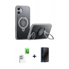 MARSİLYAN™- iPhone 16 Plus Kılıf Zirve Çizgi Prime - Siyah 3D Antistatik Hayalet Cam Ekran Koruyucu + Raze Metal Kamera Lens - BZ