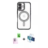 MARSİLYAN™- iPhone 16 Plus Kılıf Zirve Doku Prime - Siyah 3D Antistatik Seramik Nano Ekran Koruyucu + Raze Metal Kamera Lens - PE