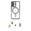 MARSİLYAN™- iPhone 16 Plus Kılıf Zirve Doku Prime - Siyah Bilvis 3D Cam Ekran Koruyucu + Raze Metal Kamera Lens - BZ