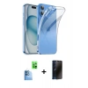 MARSİLYAN™- iPhone 16 Plus Kılıf Zirve Doku - Siyah 3D Antistatik Hayalet Cam Ekran Koruyucu + Raze Metal Kamera Lens - LT
