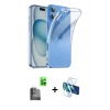 MARSİLYAN™- iPhone 16 Plus Kılıf Zirve Doku - Siyah 3D Antistatik Seramik Nano Ekran Koruyucu + Raze Metal Kamera Lens - SH