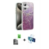 MARSİLYAN™- iPhone 16 Plus Kılıf Zirve Modern Prime - Siyah 3D Antistatik Cam Ekran Koruyucu + Raze Metal Kamera Lens - SH
