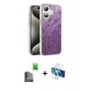MARSİLYAN™- iPhone 16 Plus Kılıf Zirve Modern Prime - Siyah 3D Antistatik Cam Ekran Koruyucu + Raze Metal Kamera Lens - SH