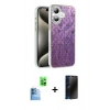 MARSİLYAN™- iPhone 16 Plus Kılıf Zirve Modern Prime - Siyah 3D Antistatik Hayalet Cam Ekran Koruyucu + Raze Metal Kamera Lens - LT